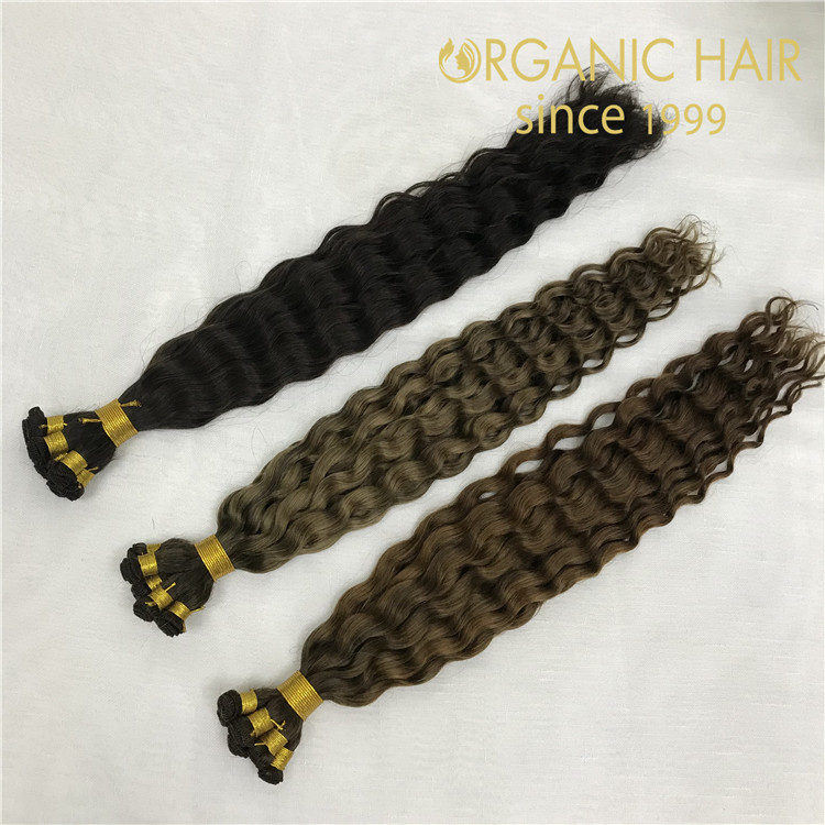 Wholesale best curly human full cuticle remy hand tied wefts professional factory X382